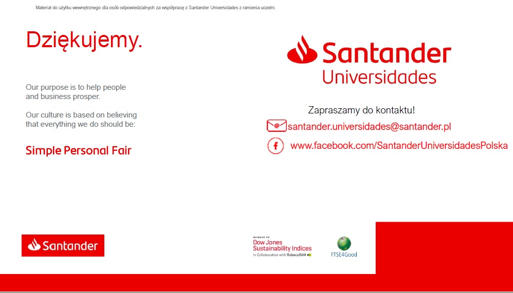 Zaproszenie do kontaktu z Santander Universidades