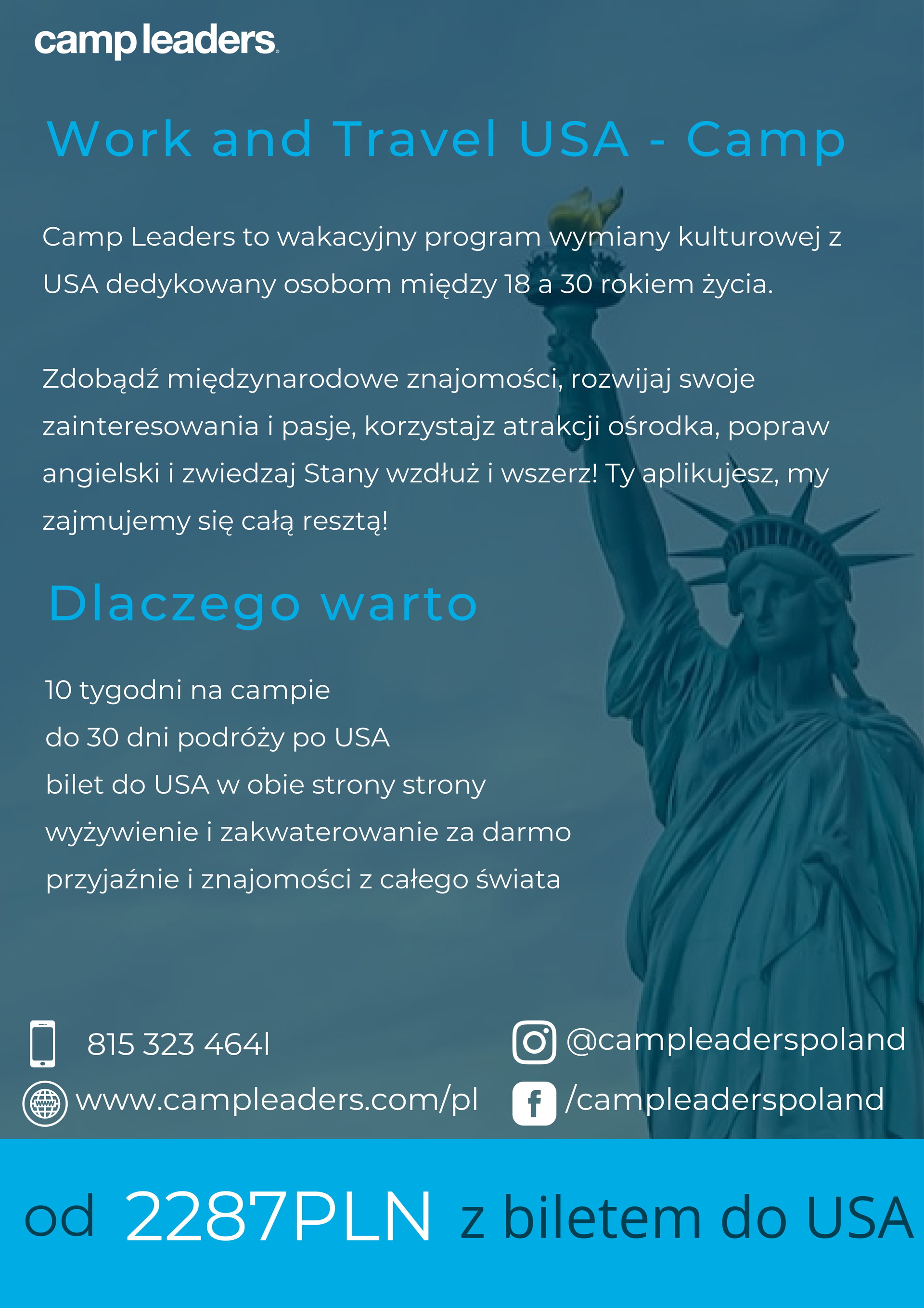 Praca i zwiedzanie Stanów Zjednoczonych z Camp Leaders